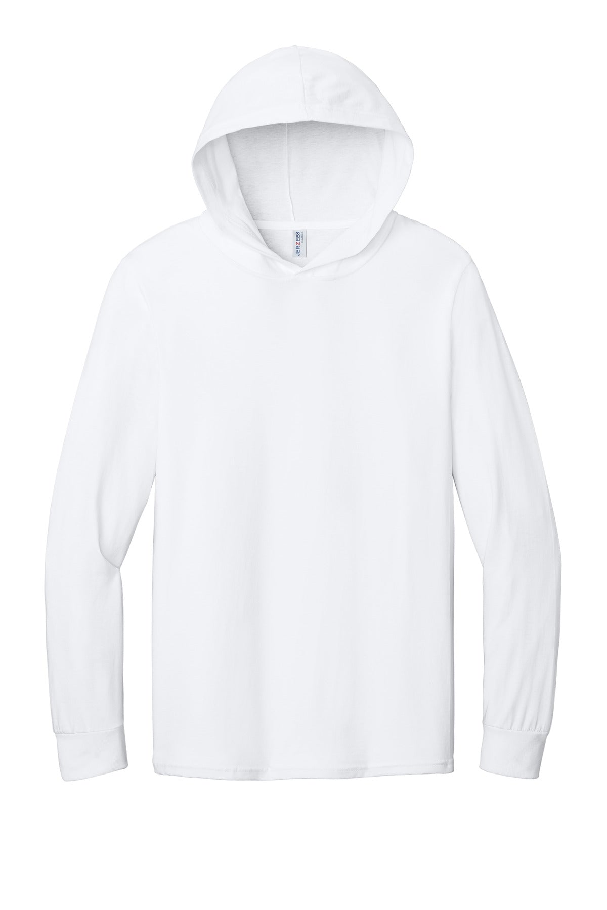 Jerzees Classics Unisex Cotton Long Sleeve Hooded T-Shirt - White
