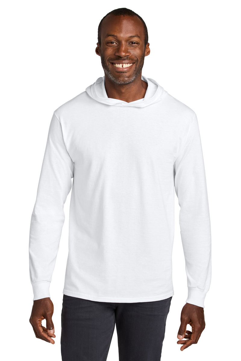 Jerzees Classics Unisex Cotton Long Sleeve Hooded T-Shirt - White