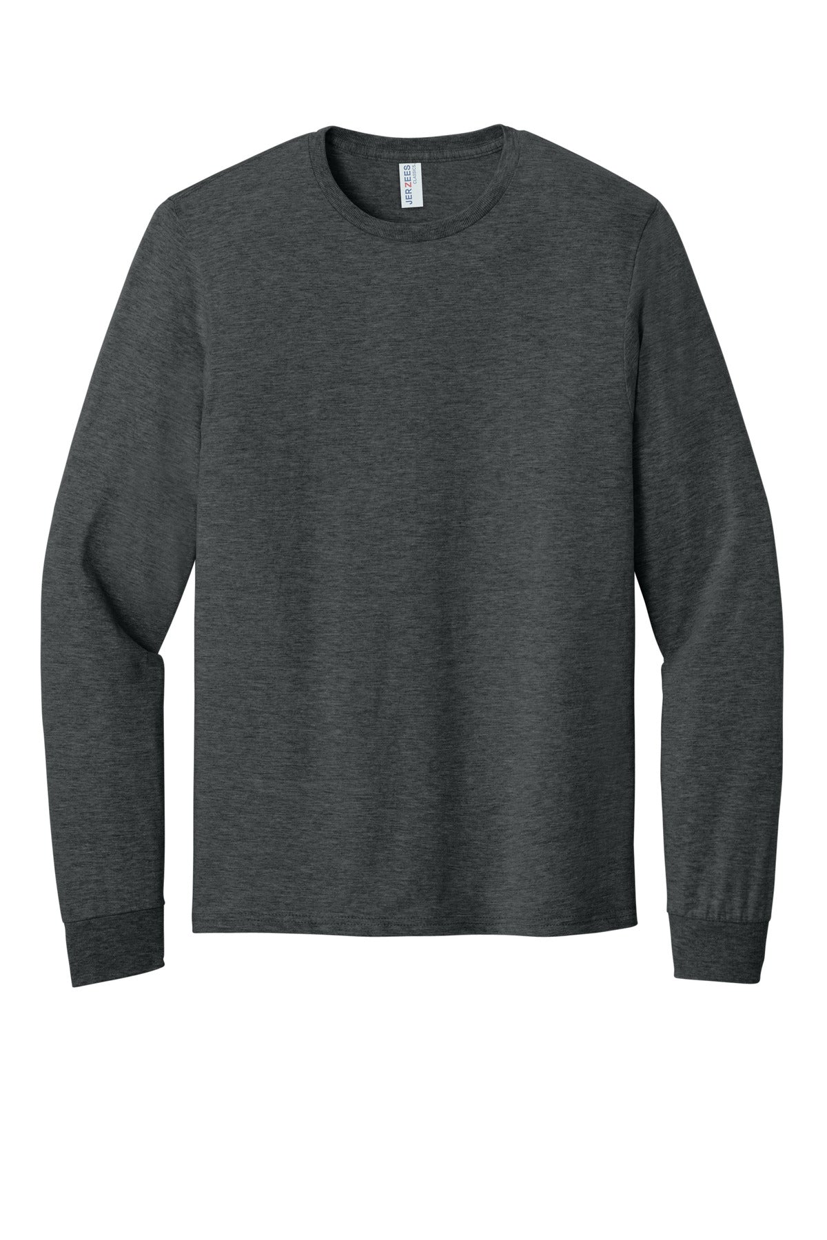 Jerzees Classics Unisex Cotton Long Sleeve T-Shirt - Black Heather