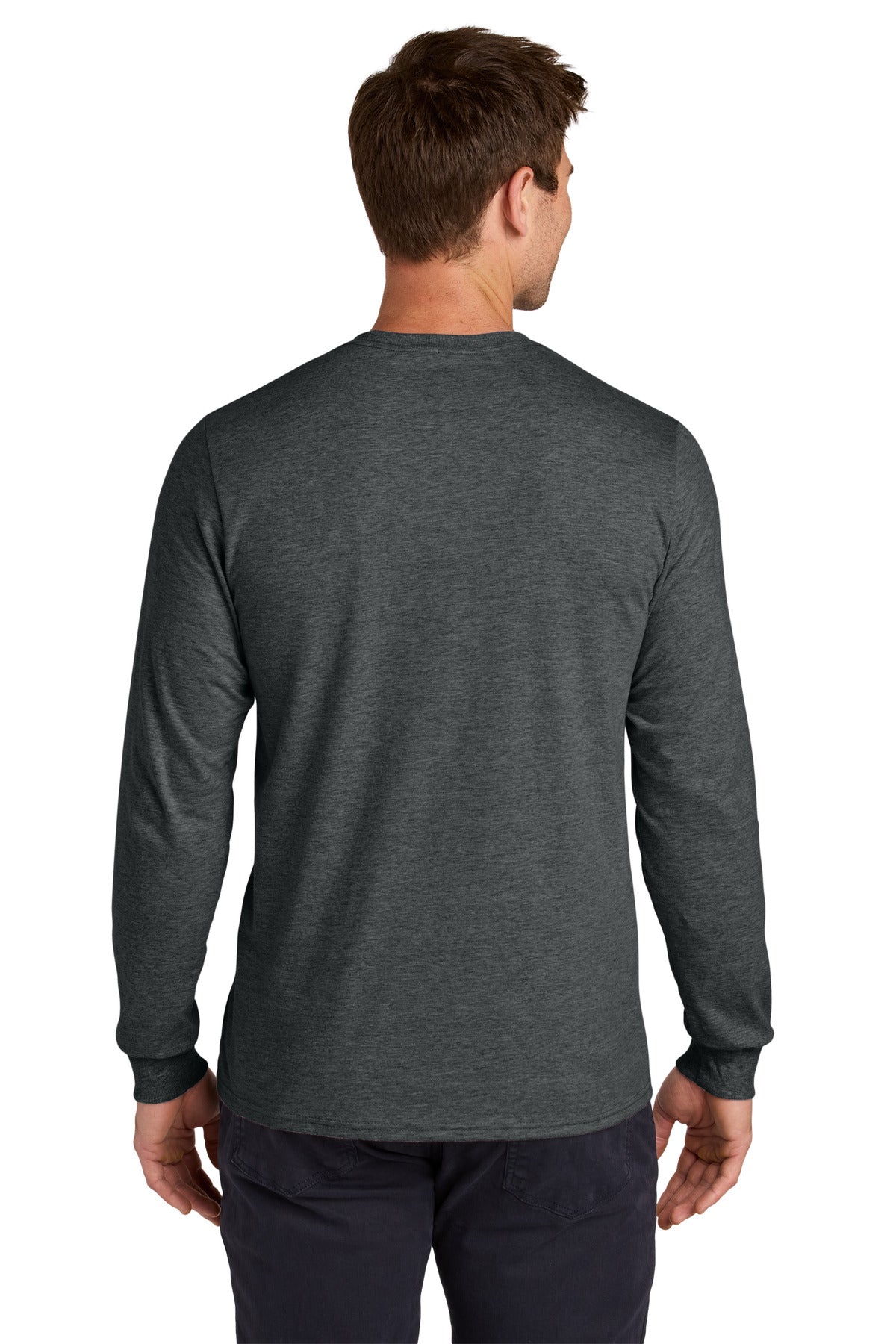 Jerzees Classics Unisex Cotton Long Sleeve T-Shirt - Black Heather