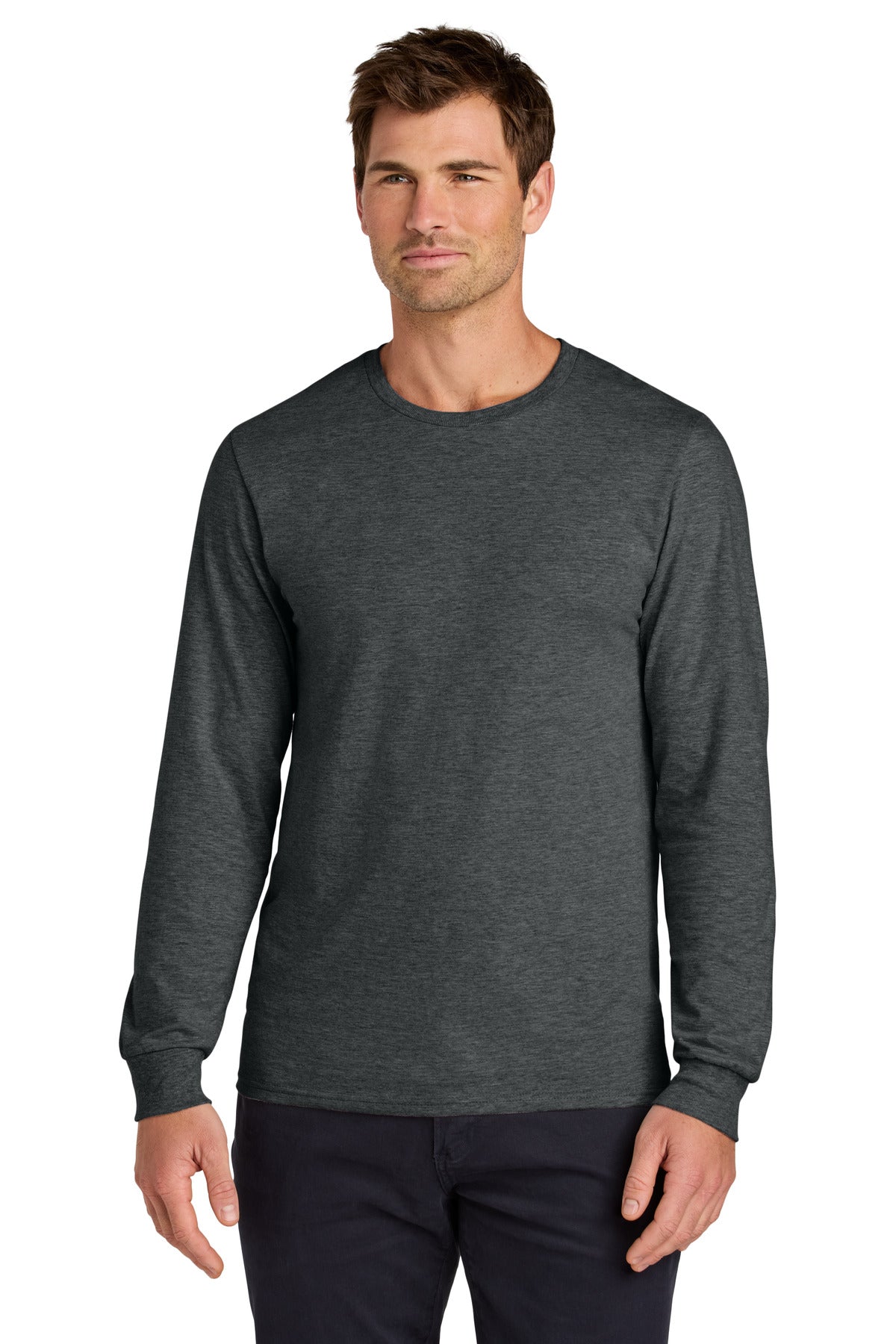 Jerzees Classics Unisex Cotton Long Sleeve T-Shirt - Black Heather