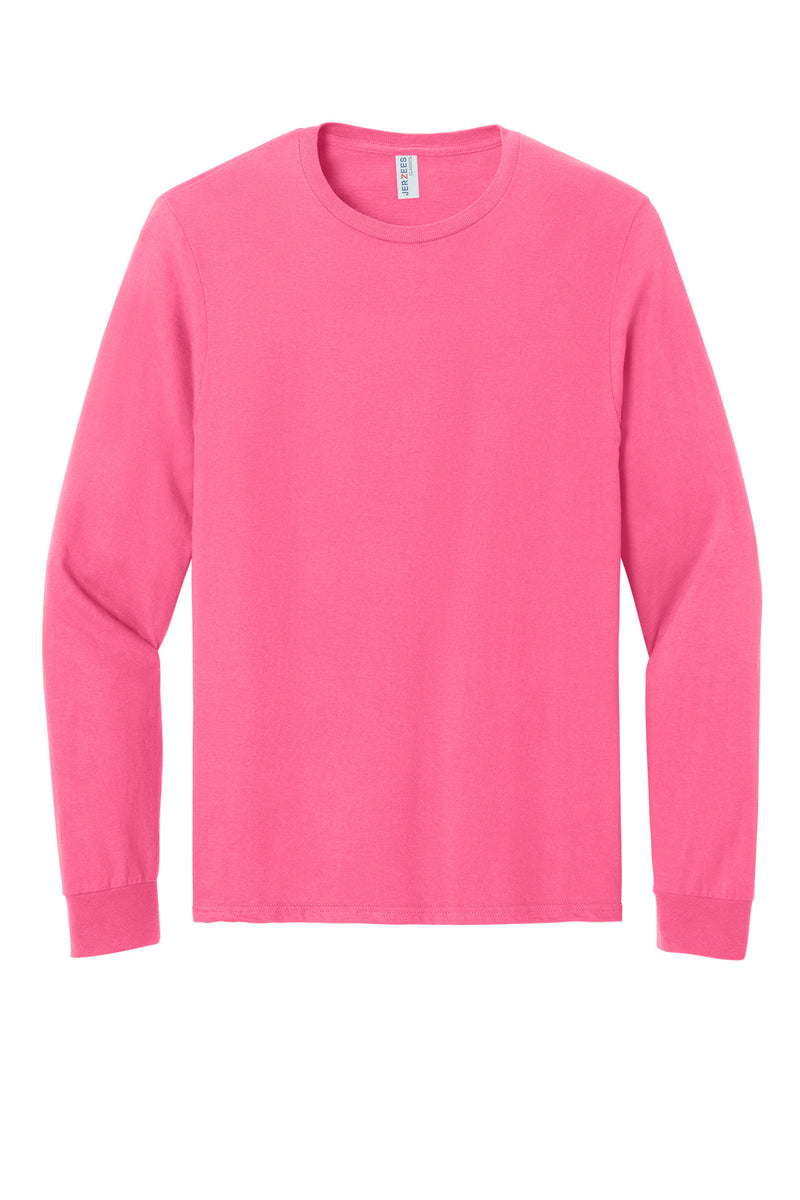 Jerzees Classics Unisex Cotton Long Sleeve T-Shirt - Neon Pink
