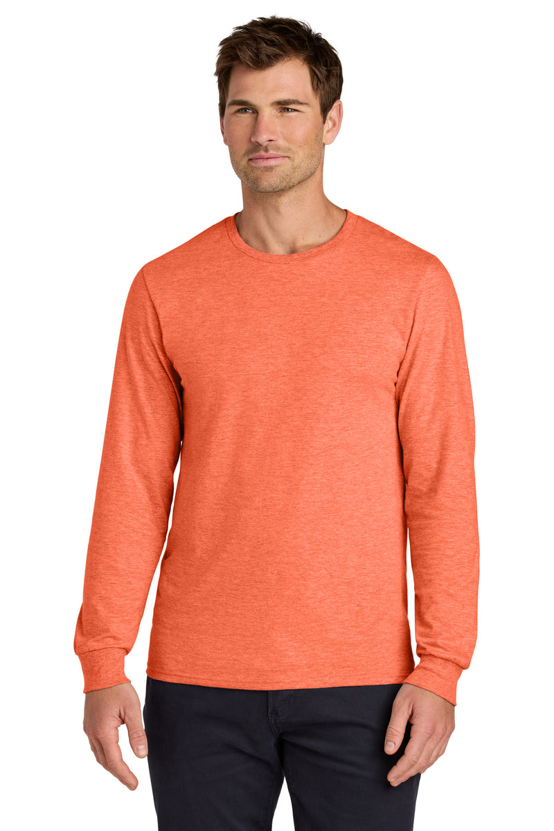 Jerzees Classics Unisex Cotton Long Sleeve T-Shirt - Retro Heather Coral