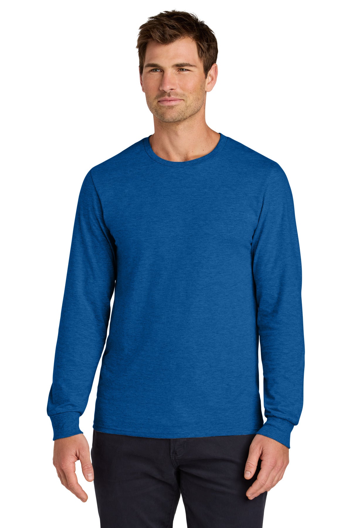 Jerzees Classics Unisex Cotton Long Sleeve T-Shirt - Retro Heather Royal