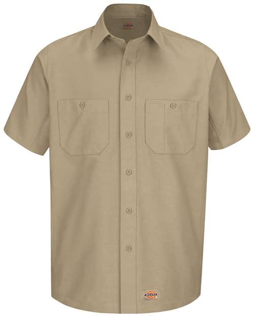 Men's Tall Short Sleeve Work Shirt - Khaki