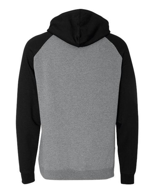 Unisex Raglan Hooded Sweatshirt - Gunmetal Heather/ Black