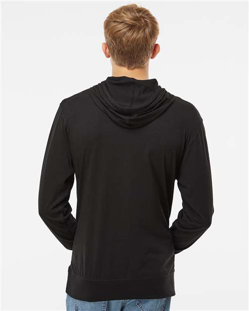 Unisex Lightweight Hooded Pullover T-Shirt - Black
