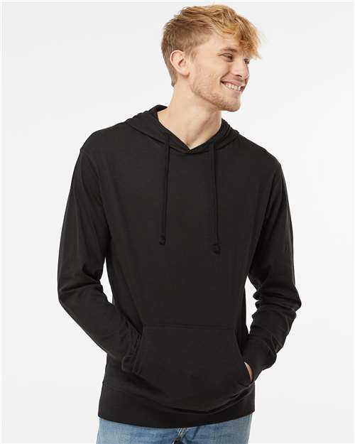 Unisex Lightweight Hooded Pullover T-Shirt - Black