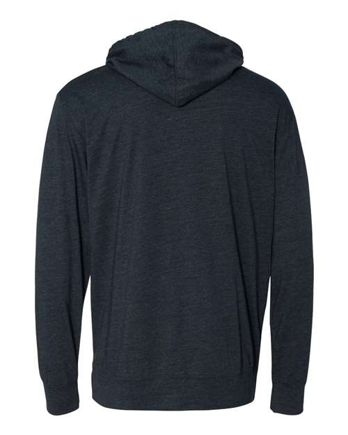 Unisex Lightweight Hooded Pullover T-Shirt - Classic Navy Heather