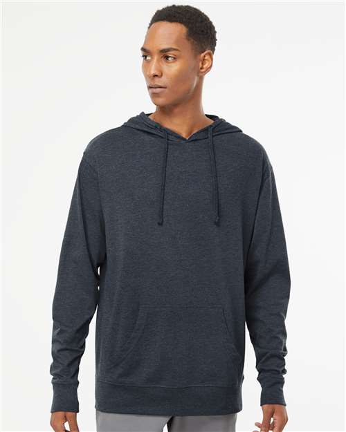 Unisex Lightweight Hooded Pullover T-Shirt - Classic Navy Heather