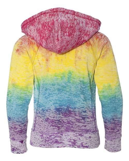 Girls’ Courtney Burnout V-Notch Hooded Sweatshirt - Rainbow Stripe