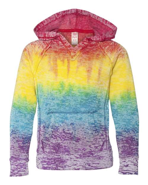 Girls’ Courtney Burnout V-Notch Hooded Sweatshirt - Rainbow Stripe