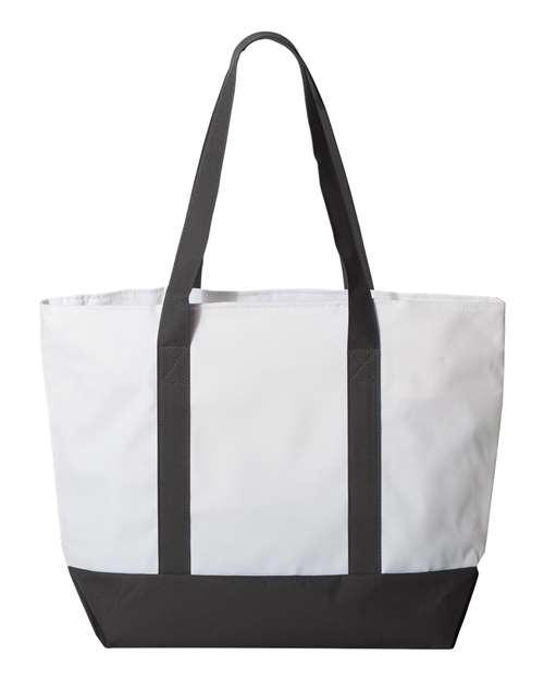 Bay View Giant Zippered Tote - White/ Black