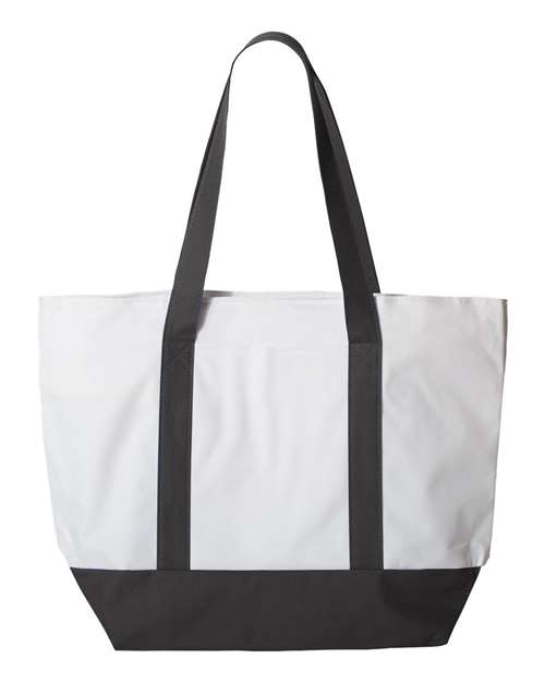 Bay View Giant Zippered Tote - White/ Black
