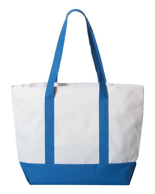 Bay View Giant Zippered Tote - White/ Royal