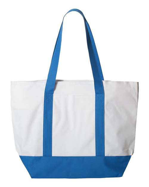 Bay View Giant Zippered Tote - White/ Royal