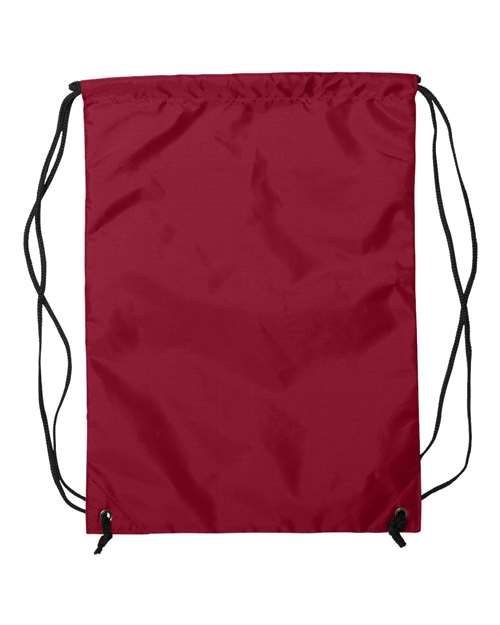 Zippered Drawstring Backpack - Red