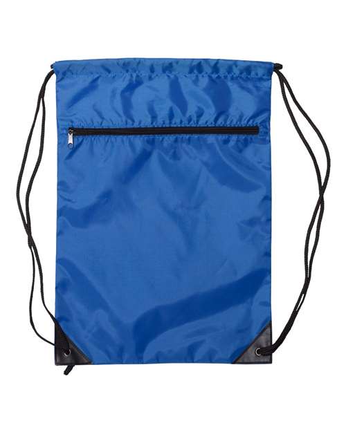 Zippered Drawstring Backpack - Royal