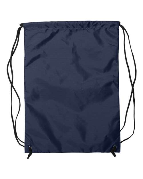 Zippered Drawstring Backpack - Navy