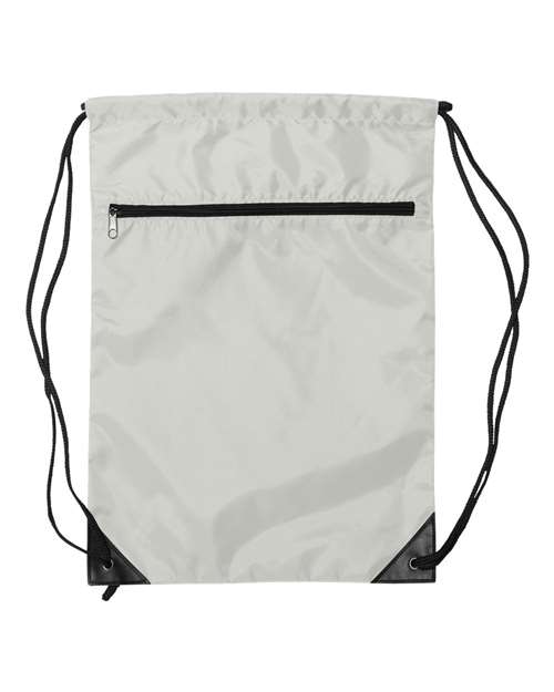 Zippered Drawstring Backpack - White