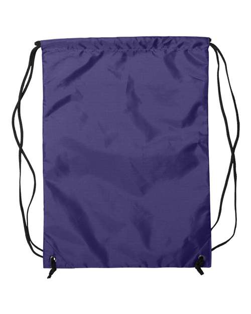Zippered Drawstring Backpack - Purple