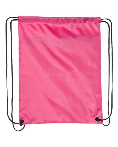 Zippered Drawstring Backpack - Hot Pink