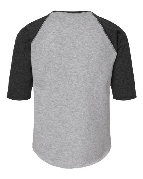 Youth Baseball Fine Jersey Three-Quarter Sleeve Tee - Vintage Heather/ Vintage Smoke