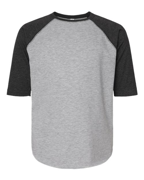 Youth Baseball Fine Jersey Three-Quarter Sleeve Tee - Vintage Heather/ Vintage Smoke