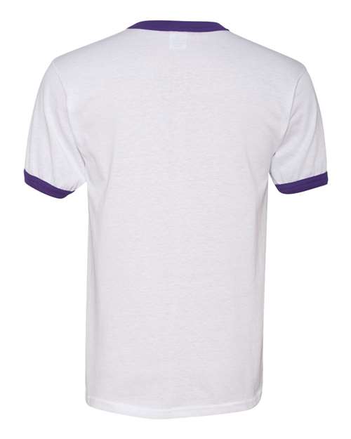 Unisex 50/50 Ringer T-Shirt - White/ Purple