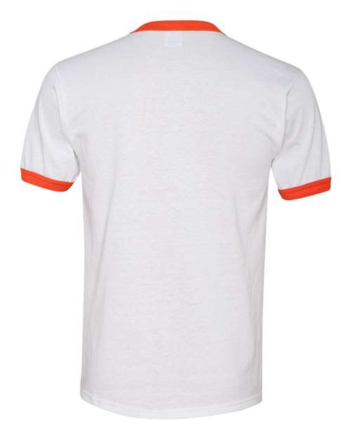 Unisex 50/50 Ringer T-Shirt - White/ Orange