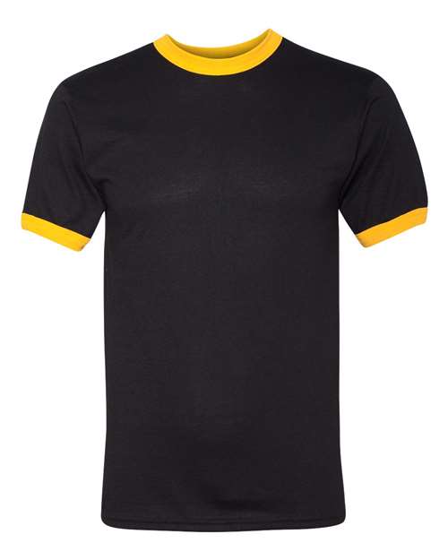 Unisex 50/50 Ringer T-Shirt - Black/ Gold