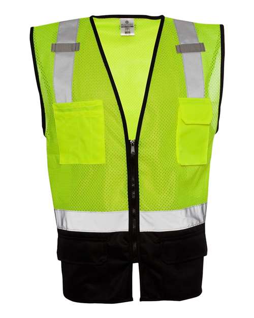 Unisex Black Bottom Mesh Class 2 Vest - Lime