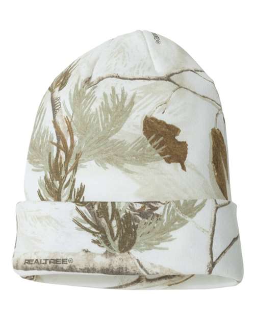 12" Licensed Camo Cuffed Beanie - White Realtree AP