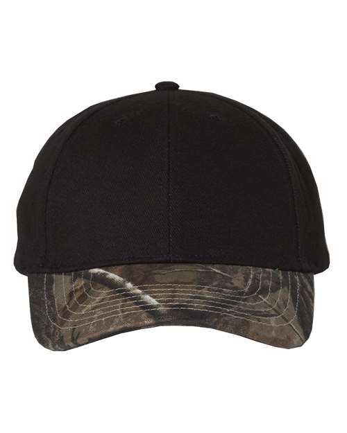 Solid Crown with Camo Bill Cap - Black/ Realtree AP