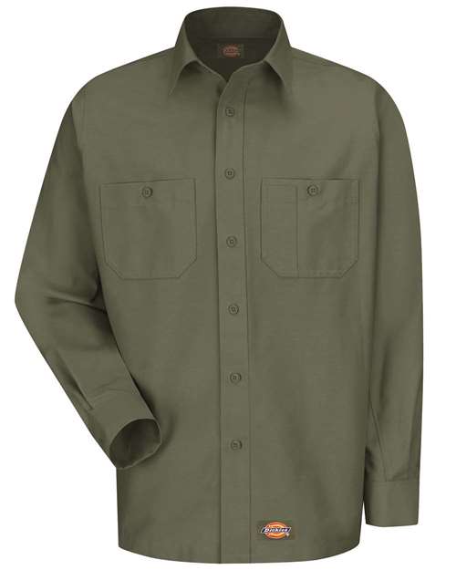 Men's Long Sleeve Work Shirt - Olive Green