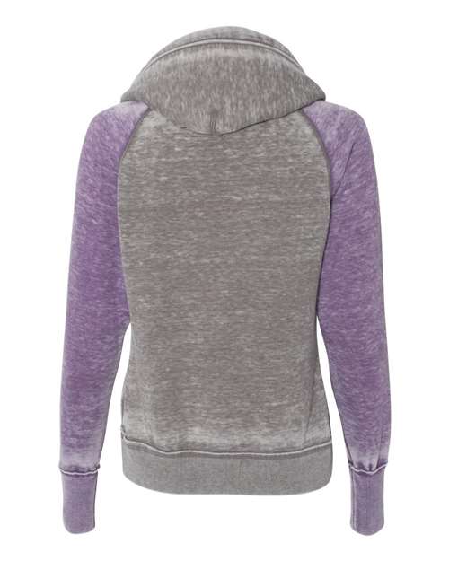 Women's Zen Fleece Raglan Hooded Sweatshirt - Cement/ Very Berry