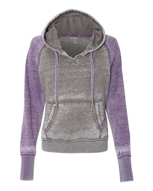 Women's Zen Fleece Raglan Hooded Sweatshirt - Cement/ Very Berry