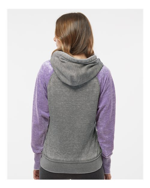 Women's Zen Fleece Raglan Hooded Sweatshirt - Cement/ Very Berry