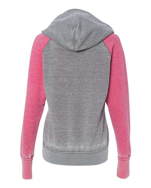 Women's Zen Fleece Raglan Hooded Sweatshirt - Cement/ Wildberry