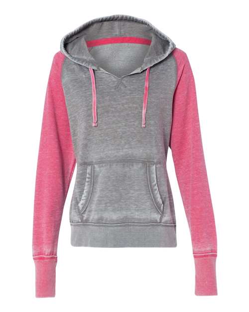 Women's Zen Fleece Raglan Hooded Sweatshirt - Cement/ Wildberry