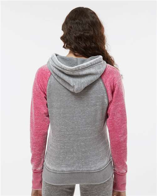 Women's Zen Fleece Raglan Hooded Sweatshirt - Cement/ Wildberry