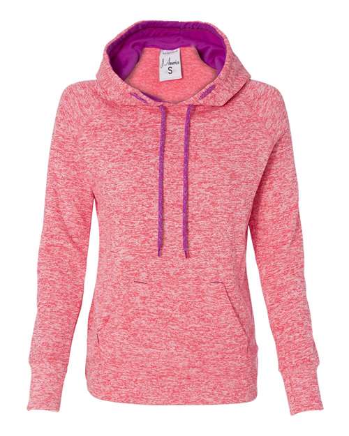 Women’s Cosmic Fleece Hooded Sweatshirt - Fire Coral/ Magenta