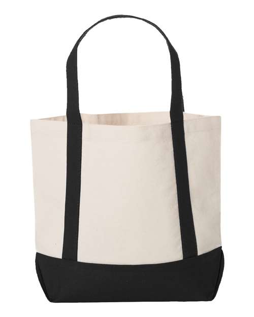 Seaside Boater Tote - Natural/ Black