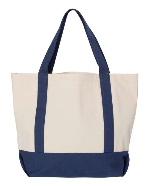 Seaside Boater Tote - Natural/ Navy