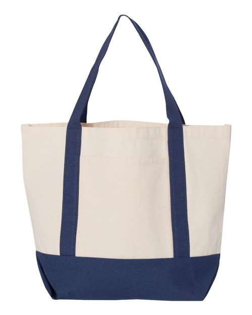 Seaside Boater Tote - Natural/ Navy