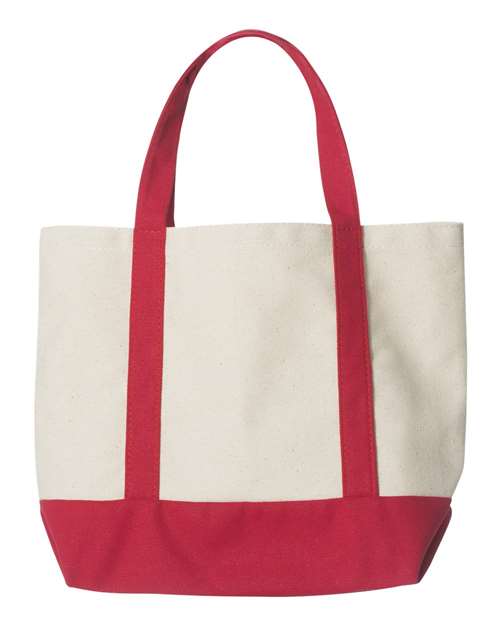 Seaside Boater Tote - Natural/ Red