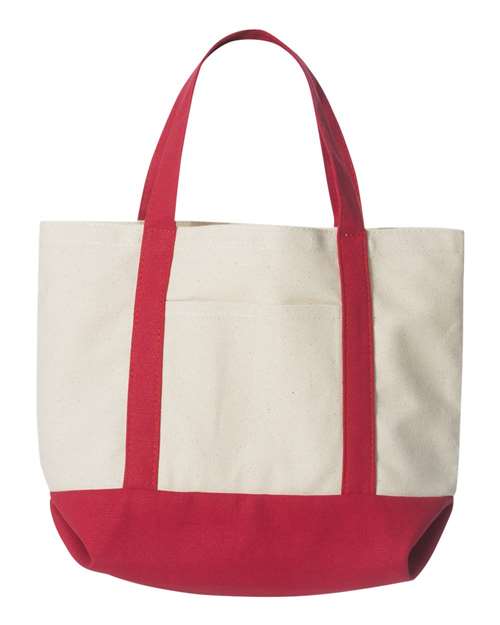 Seaside Boater Tote - Natural/ Red