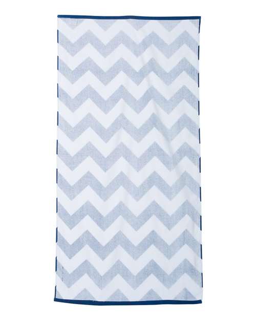 Chevron Velour Beach Towel - Navy