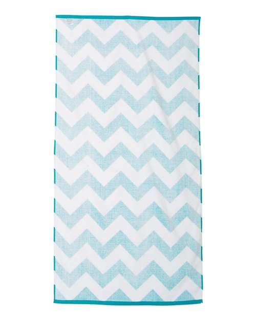Chevron Velour Beach Towel - Turquoise
