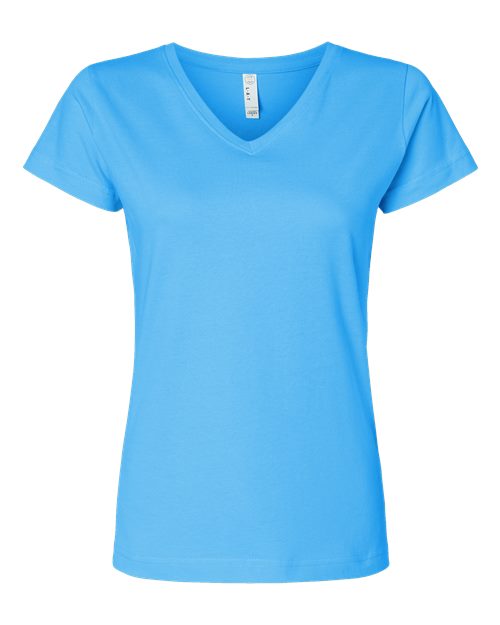 Women's Fine Jersey V-Neck Tee - Aqua